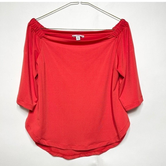 H by Halston Off the Shoulder Elastic Shoulder Top in Red S NWOT - Picture 8 of 8